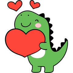 Baby dinosaur with heart Valentine cartoon © anchalee