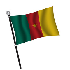 Cameroon flag background with cloth texture. Cameroon Flag vector illustration eps10. - Vector