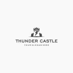 Minimalist THUNDER CASTLE Lightning Logo design