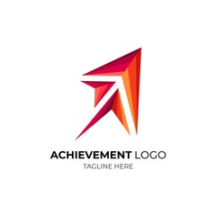 Achivement logo template. logo goes up. to victory. go to the top