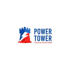 Modern Colorful POWER TOWER lightning Logo design