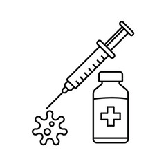vector medical icon for pandemic vaccine ampoule and syringe. Image of covid-19 vaccine and syringe. Illustration of antiviral vaccine.