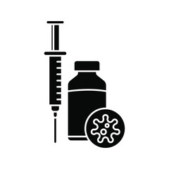 Obraz na płótnie Canvas vector medical icon for pandemic vaccine ampoule and syringe. Image of covid-19 vaccine and syringe. Illustration of antiviral vaccine.