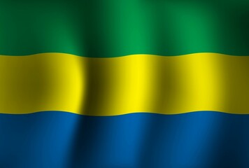 Gabon Flag Background Waving 3D. National Independence Day Banner Wallpaper