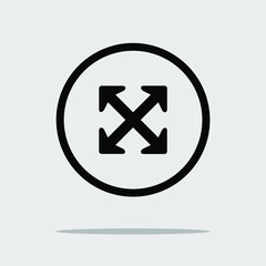 Arrows in four directions. Four side arrow icon. Arrow icon illustration vector sign symbol for your project. Flat design style. Vector illustration in circle isolated on gray background