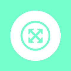 Arrows in four directions. Four side arrow icon. Arrow icon illustration vector sign symbol for your project. Flat design style. Vector illustration in circle isolated on green background