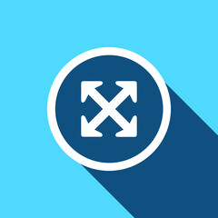 Arrows in four directions. Four side arrow icon. Arrow icon illustration vector sign symbol for your project. Flat design style. Vector illustration in circle isolated on cyan background