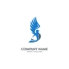 A simple logo of an eagle flapping its wings in a charming blue and gray color, perfect for your business company icon