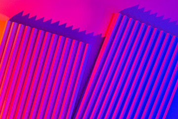 Pink and violet background with lines. Abstract neon background with gradient and stripes.