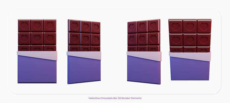 Valentine Chocolate Bar 3D Render Design Elements