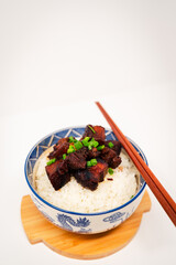 Process of Cooking Chinese Roast Pork Over Rice