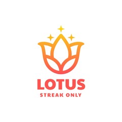 Vector Logo Illustration Lotus Gradient Line Art Style.