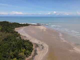 Fototapeta na wymiar The Pugu, Gondol, Siar and Pandan Beaches of Lundu area at the most southern part of Sarawak and Borneo Island