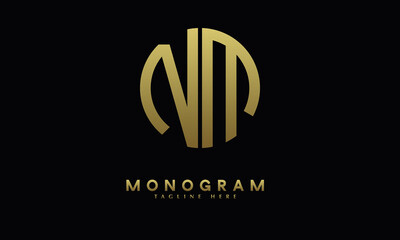 Alphabet NM or MN illustration monogram vector logo template in round shape