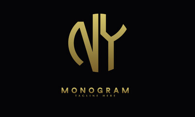 Alphabet NY or YN illustration monogram vector logo template in round shape