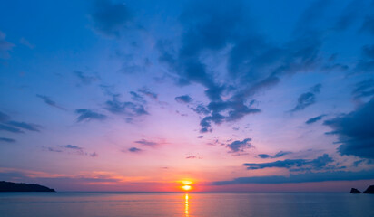 Amazing Sunset or sunrise sky clouds over sea sunlight in Phuket Thailand Amazing nature landscape seascape