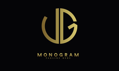 Alphabet UG or GU illustration monogram vector logo template in round shape