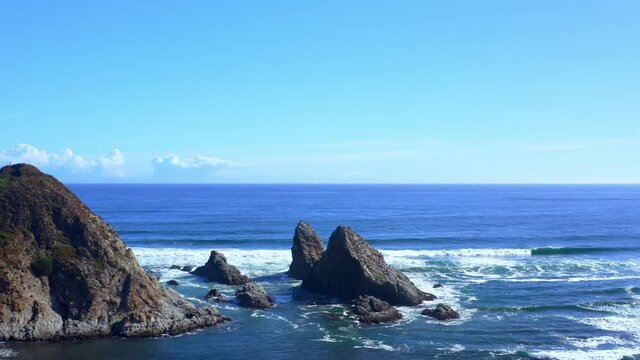 topocalma beach, stone of the wind litueche puertecillo matanzas windsurfing spot surfing spot. CHile drone shot traveling right