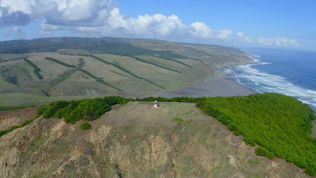 faro de topocalma beach, stone of the wind litueche puertecillo matanzas windsurfing spot surfing spot. CHile drone shot