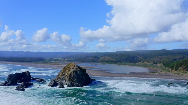 topocalma beach, stone of the wind litueche puertecillo matanzas windsurfing spot surfing spot. CHile drone shot epic shot