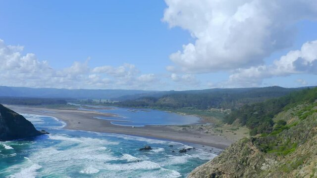 lagos view topocalma beach, stone of the wind litueche puertecillo matanzas windsurfing spot surfing spot. CHile drone shot
