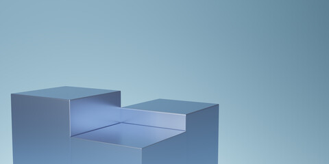 Abstract blue and gradient light background with studio  backdrops. 3D rendering blue Blank display or clean room for showing product. Minimalist mockup for podium display or showcase. 3D render.