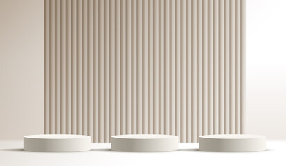 Cosmetic light brown background and premium podium display for product presentation branding and packaging presentation. studio stage with shadow of background. vector design