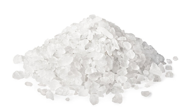 heap of sea salt crystals isolated on white