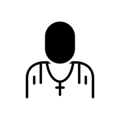 Black solid icon for priest - obrazy, fototapety, plakaty