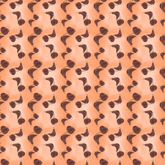 hand drawing tulip seamless pattern for background, fabric, wrapping paper. nature flat spring floral motif in brown and coral color.