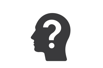 Question user icon. Head with question on white background for website, application, printing, document, poster design, etc. vector EPS10