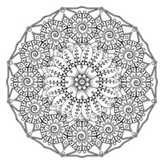 Mehndi flower for henna, mehndi, tattoo, decoration. Decorative ornament in ethnic oriental style, doodle ornament, outline hand draw. Coloring book page.
