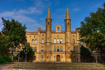Fototapeta premium Facade of the catholic church in the West part of the Berlin city.