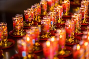 Bangkok, Thailand - December, 20, 2021 : Praying and meditation with burning candle on Chinese temple in Wat Leng Nei Yee 2 Temple at Bangkok, Thailand.