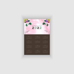 One Page Watercolor Background Calender-2022 Template. Custom,
clean and elegant vector pro template
