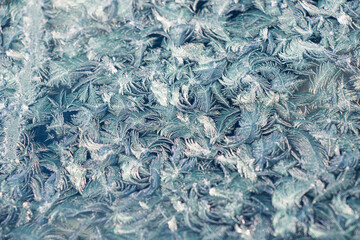 Obraz na płótnie Canvas Frozen window and glass, frozen dew water pattern and texture