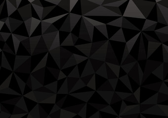 黒グラデーションのポリゴン背景　幾何学模様　Geometric pattern cool black - obrazy, fototapety, plakaty