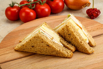 Club sandwich with chicken and cheese
