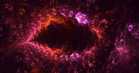 3D rendering abstract multicolor fractal light background