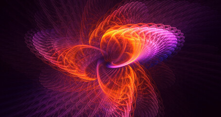 3D rendering abstract multicolor fractal light background