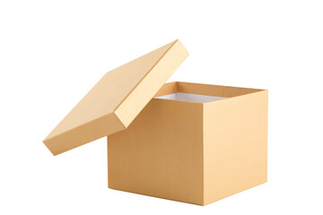 Golden color open box isolated on background
