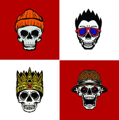 Stylish Skull Head Collections hand drawing style vectors