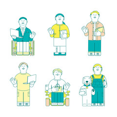 障害をもつ人イラストセット
