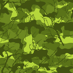 Camouflage with tree branches. Vector print.