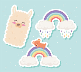 llama and rainbows set