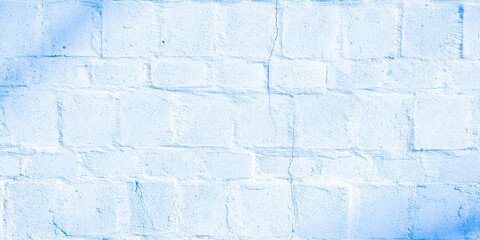 Cracked old brick blue grungy wall stone concrete texture background closeup