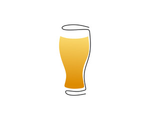 Continuous one single line of Pilsner Glass isolated on white background.