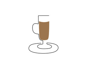 Continuous one single line of Irish Coffee Glass isolated on white background.