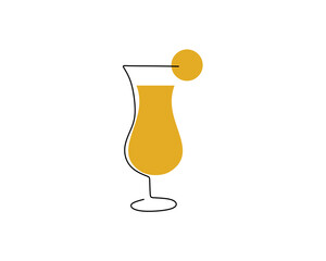 Continuous one single line of Hurricane Glass isolated on white background.