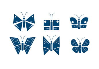 butterfly isolated flat vector illustration set